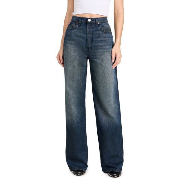 $285 NWT RE/DONE 70s ULTRA HIGH RISE WIDE LEG JEANS SZ 25